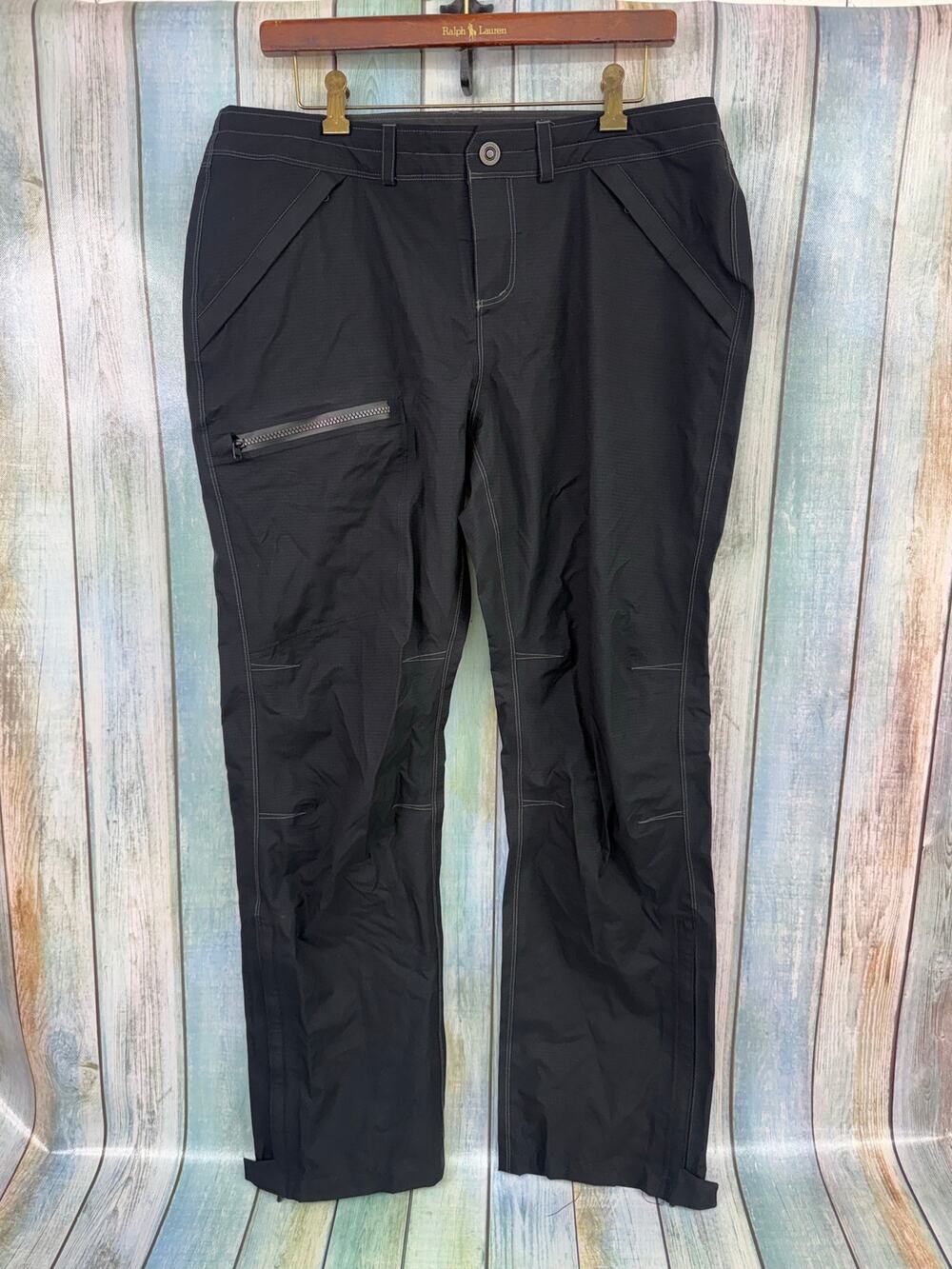 Kuhl Women's Jet Stream Pants Size 14 R Black Rain Pants Airskape Waterproof NEW